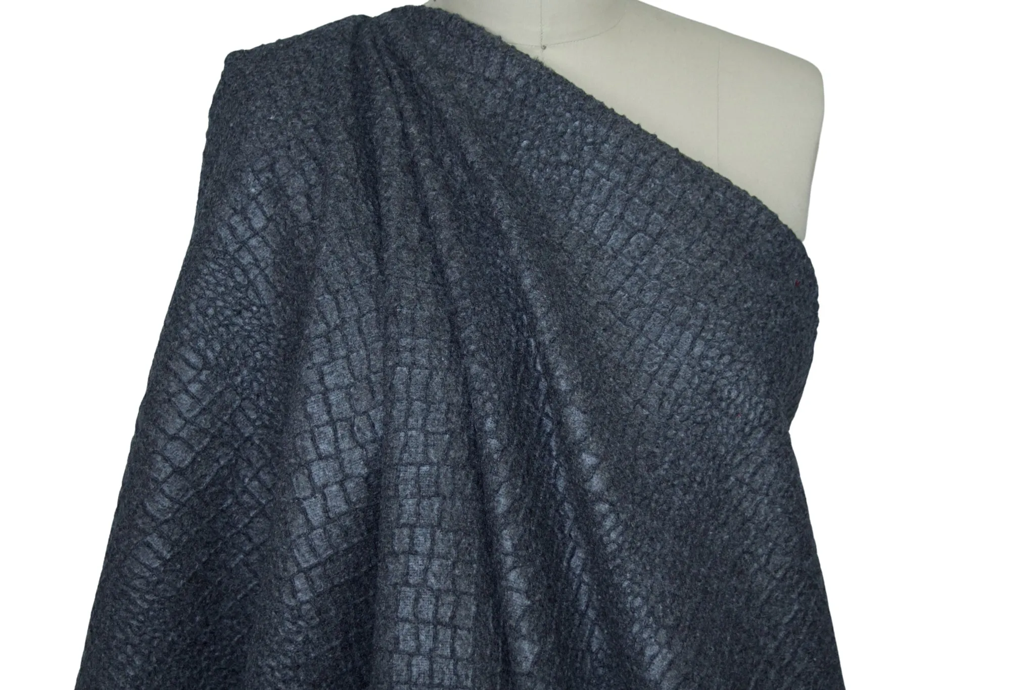 3 3/4 yards of Python Texture Double Faced Wool Knit - Gray