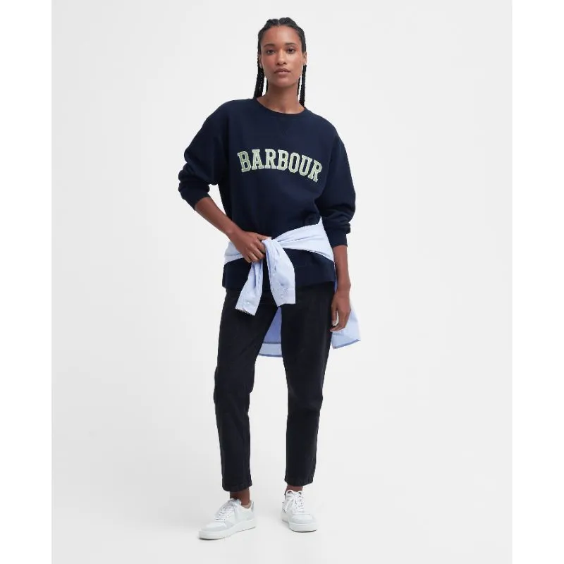 Barbour Northumberland Ladies Crew Neck Sweatshirt - Navy/Green