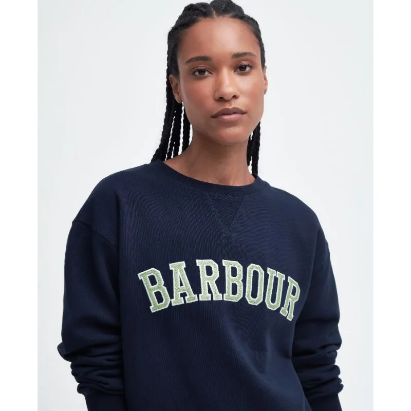 Barbour Northumberland Ladies Crew Neck Sweatshirt - Navy/Green