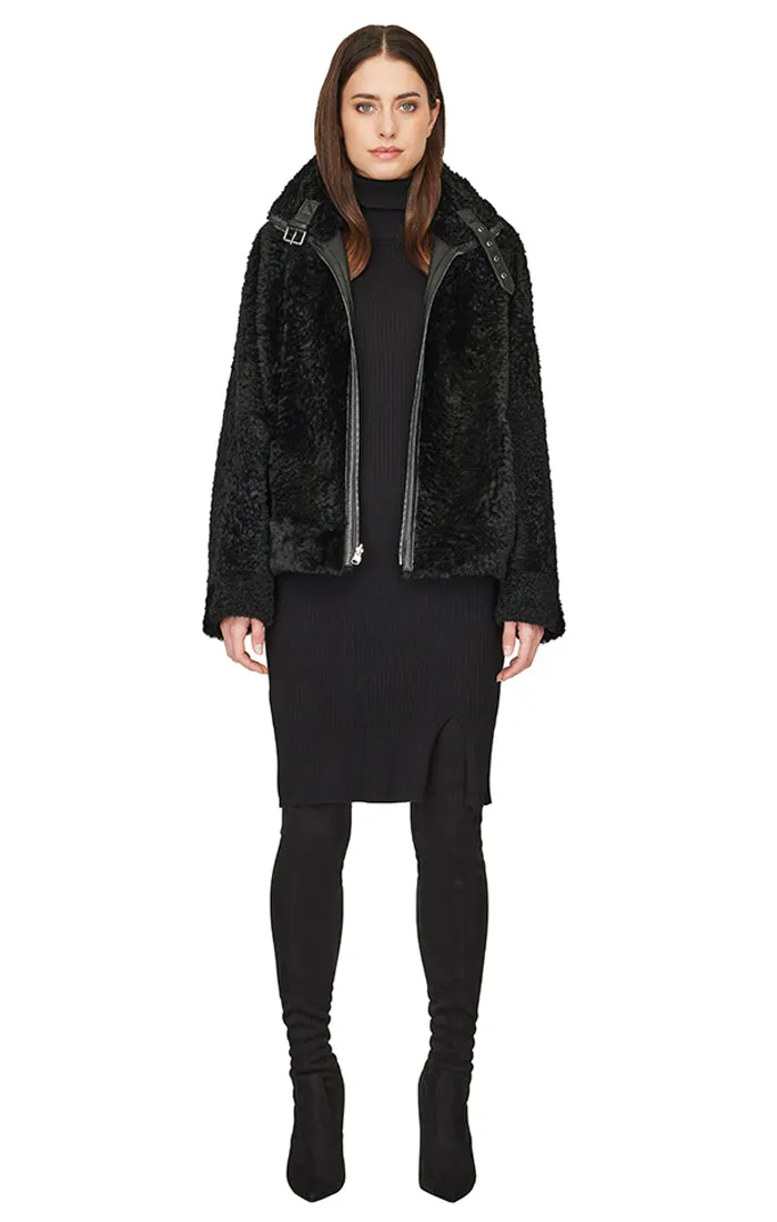 Black Nappa Shearling Jacket -Extra Small