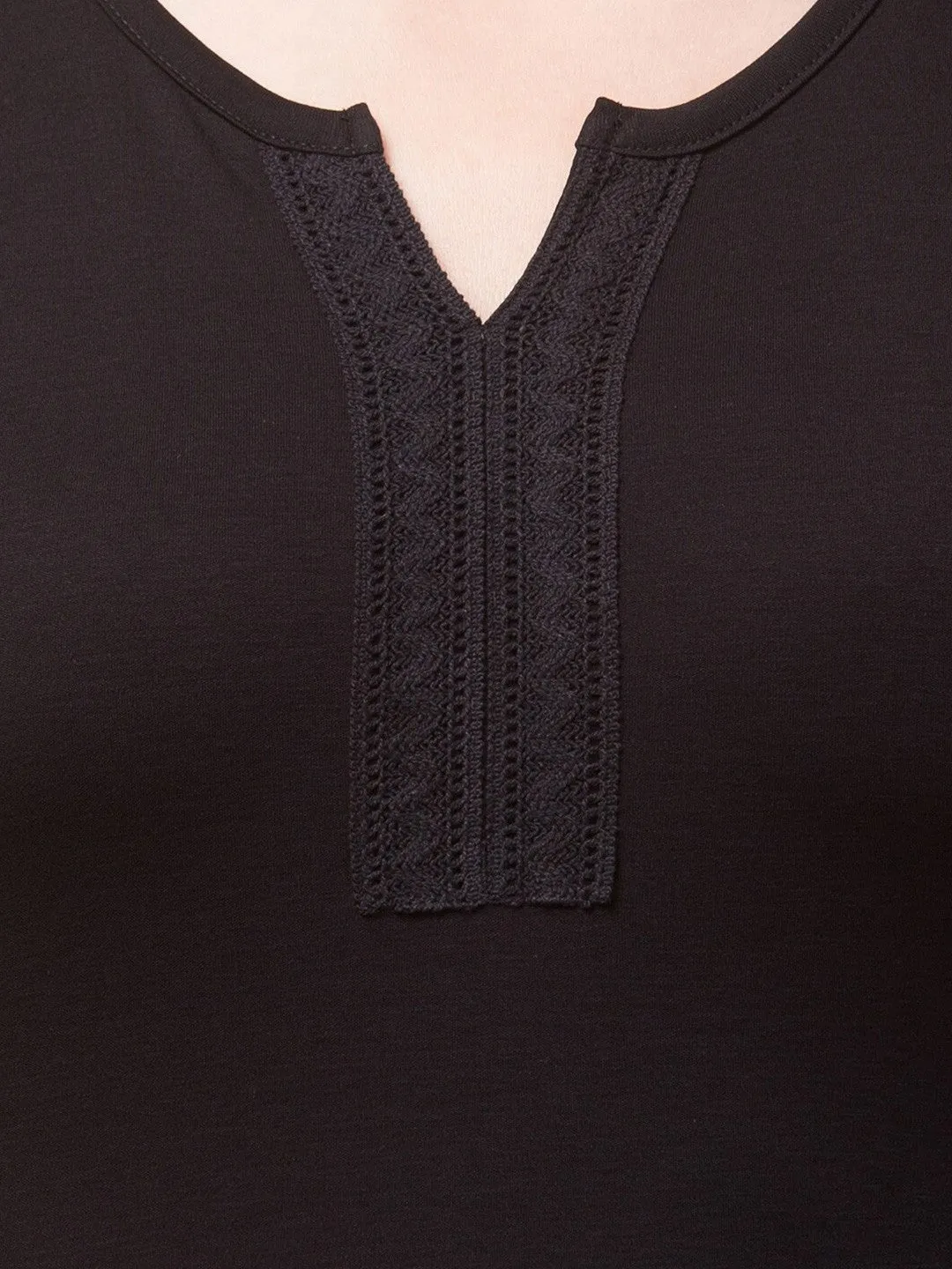 Black Notched Neck Top