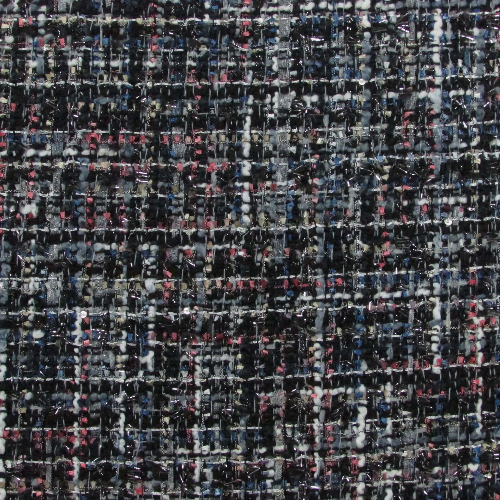 Black Texture Threaded Tweed Boucle Fabric