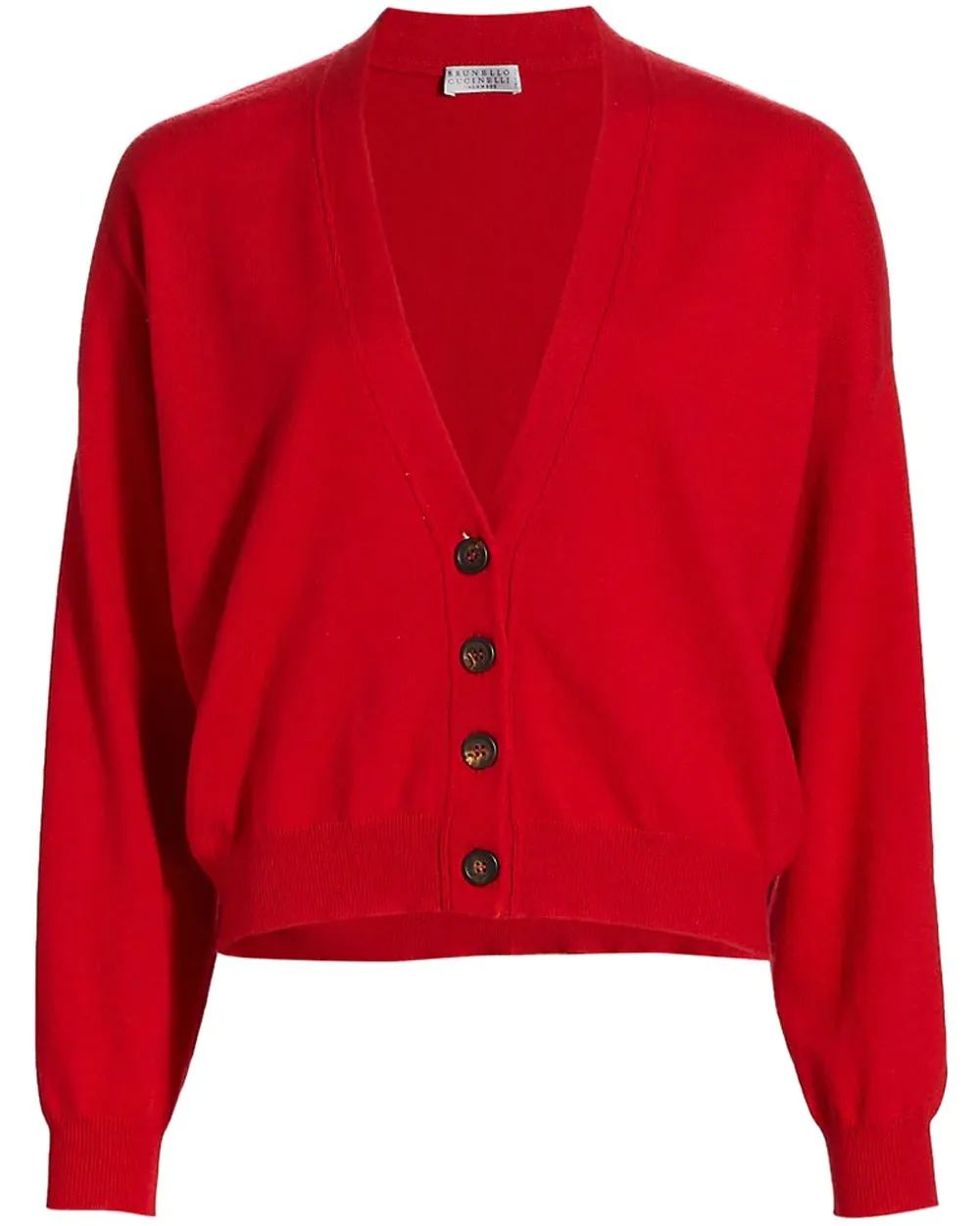 Chili Red Cashmere Button Front Cardigan