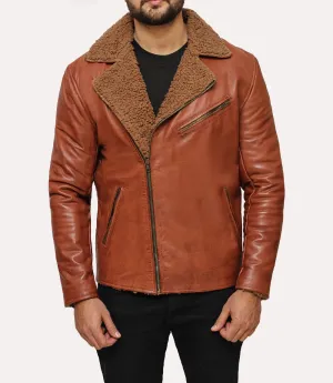 Classic Brown Leather Shearling Jacket