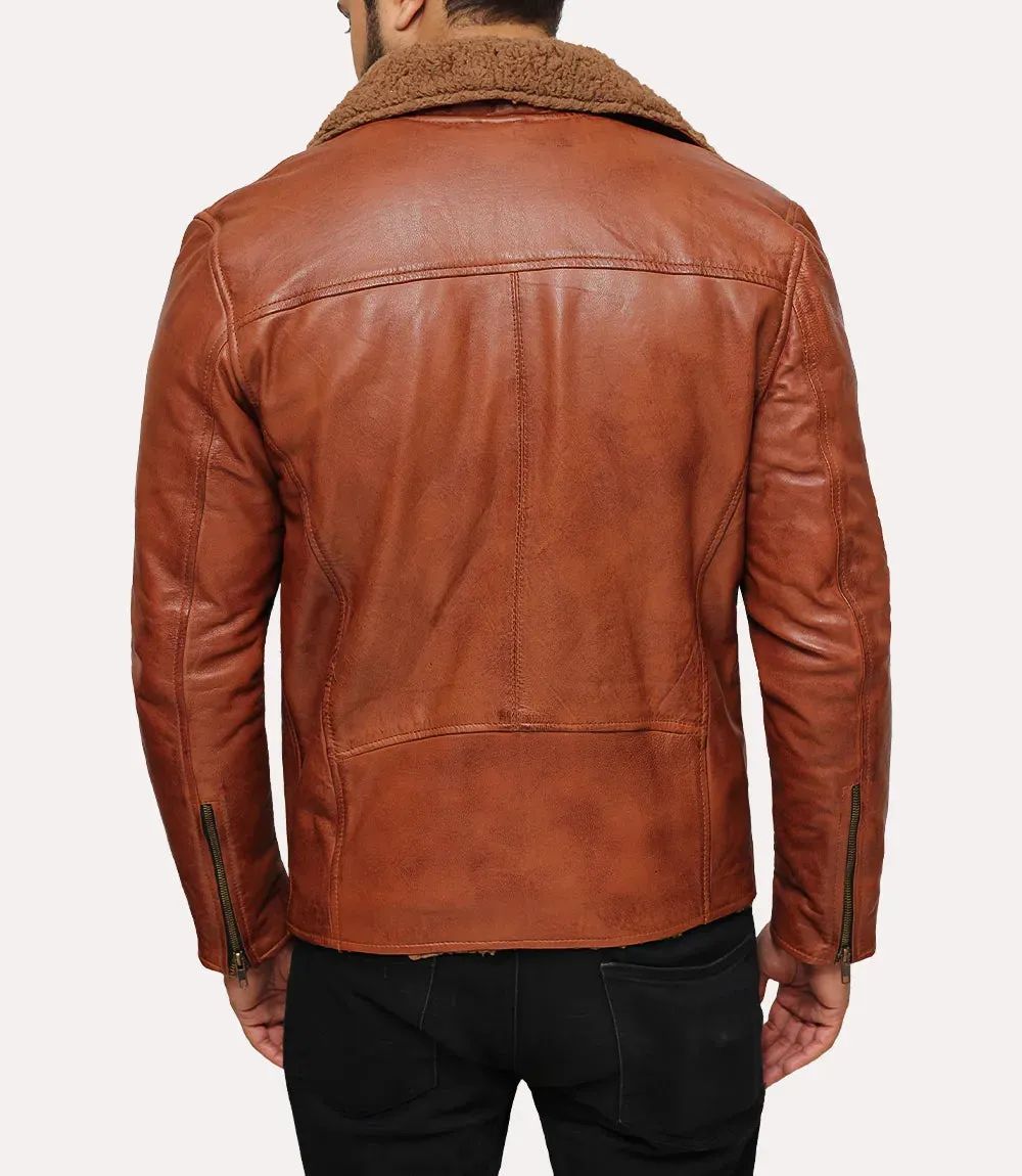 Classic Brown Leather Shearling Jacket