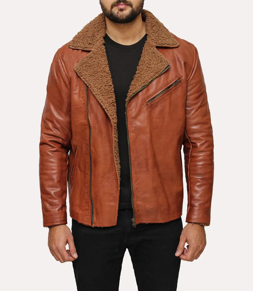 Classic Brown Leather Shearling Jacket