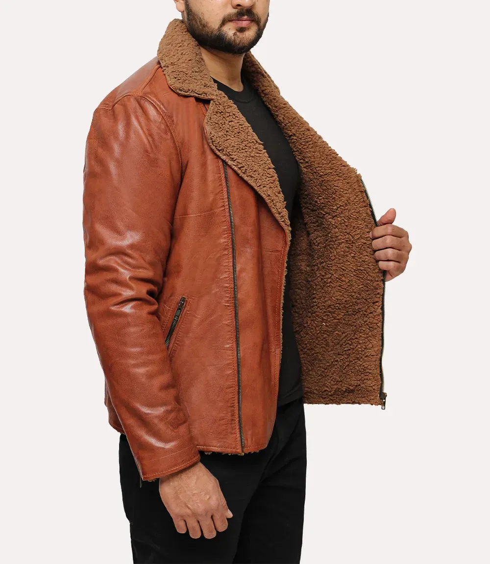 Classic Brown Leather Shearling Jacket