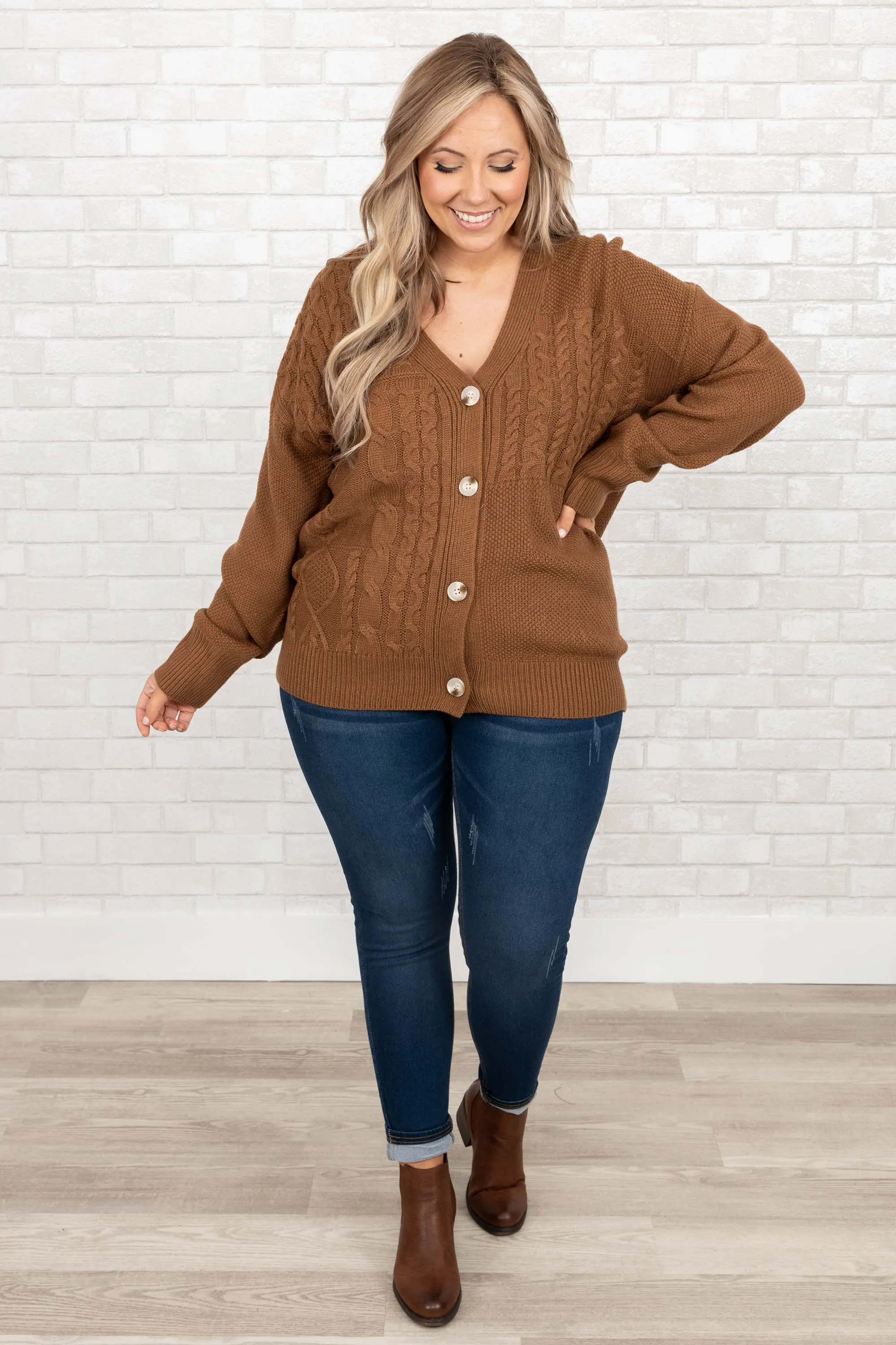 Cozy And Cute Cardigan, Brown