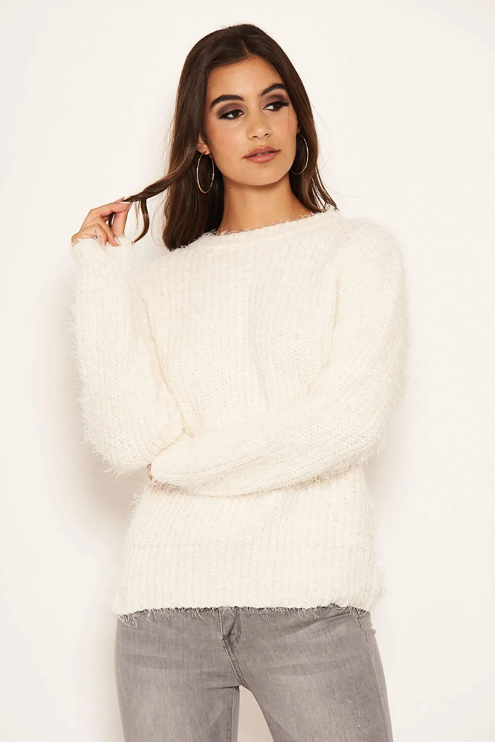 Cream Chenille Knitted Jumper