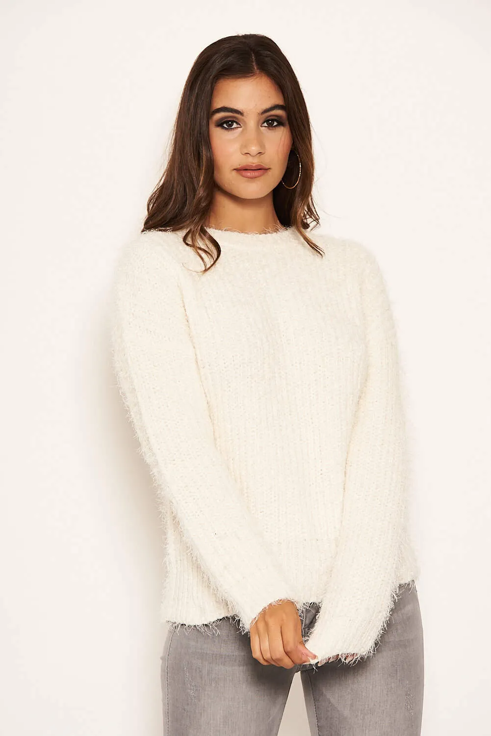 Cream Chenille Knitted Jumper