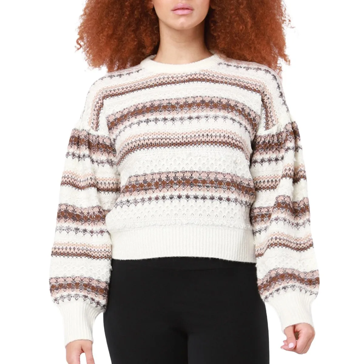 DEX Stripe Fringe Knit Sweater