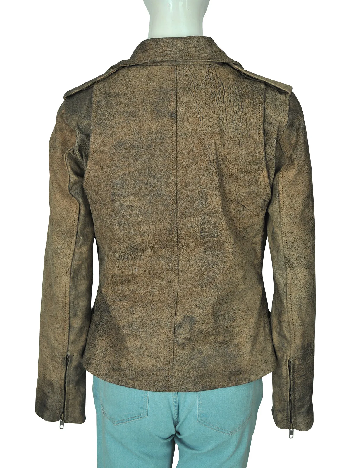 Dirty Brown Distressed Leather Jacket