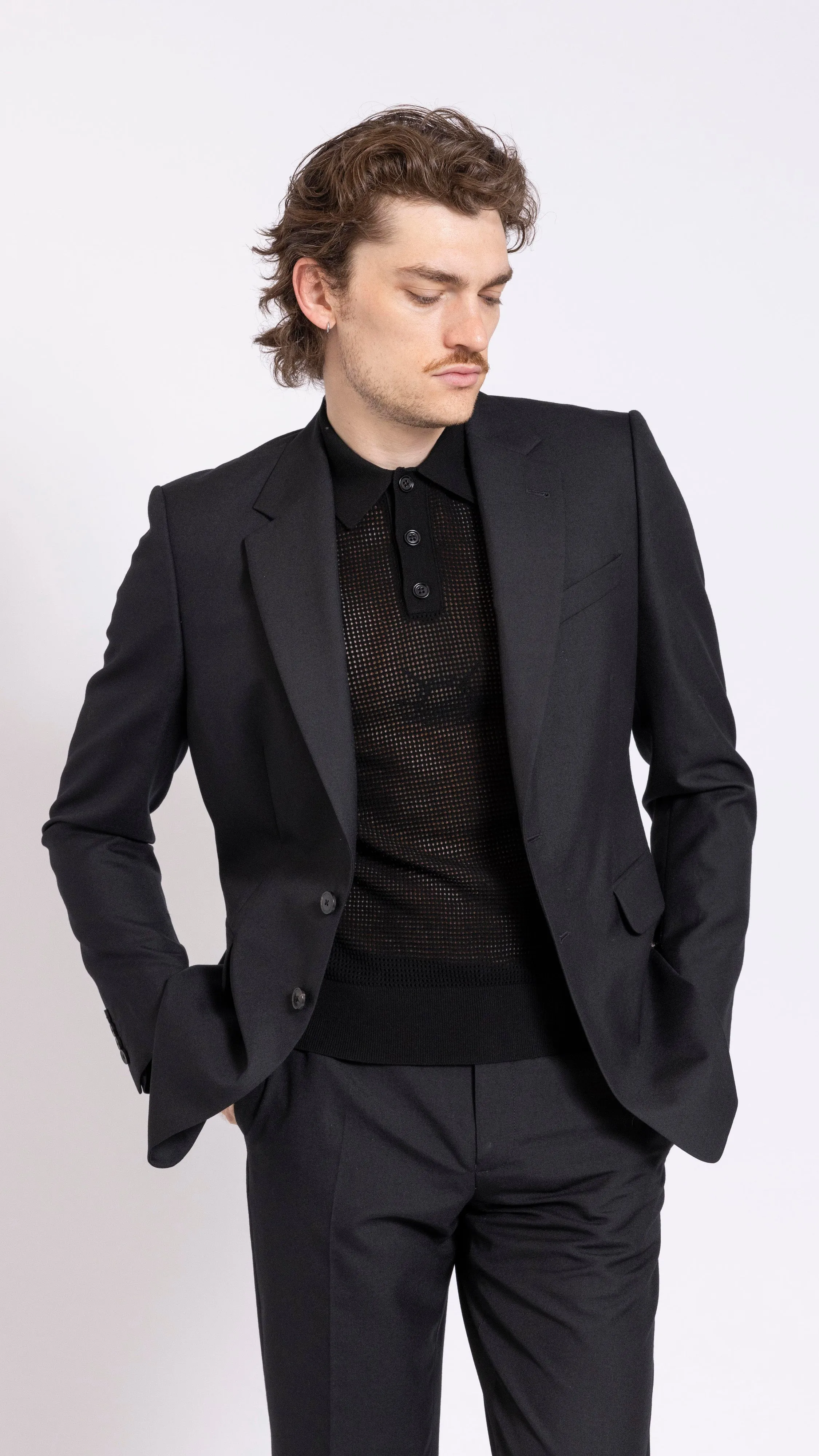 DRIES VAN NOTEN BLACK 2 BUTTON BLAINE BLAZER