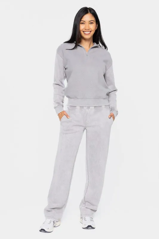 Elastic Waist Fleece Pants with Pockets