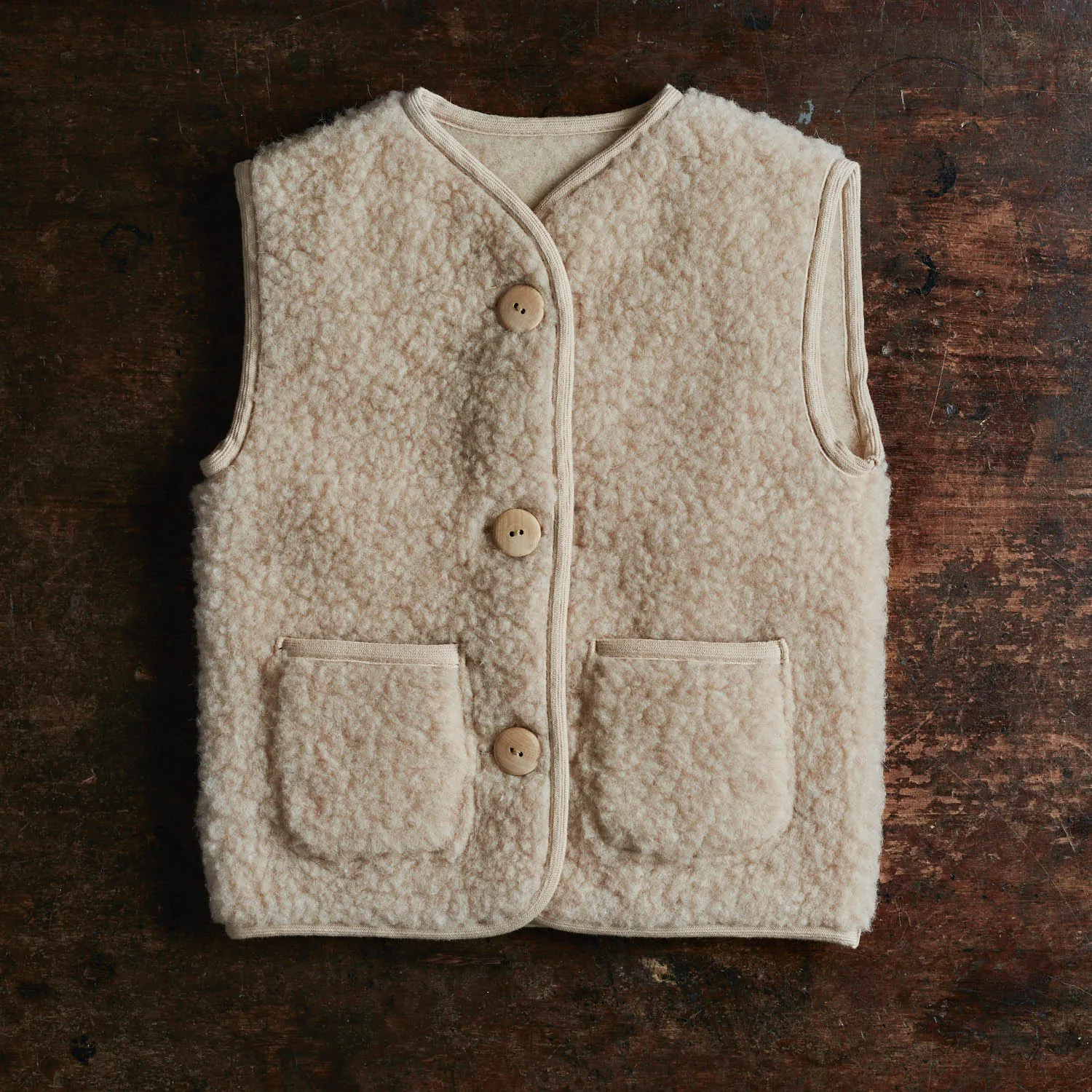 Elk Vest - Wool Teddy Fleece - Oatmeal