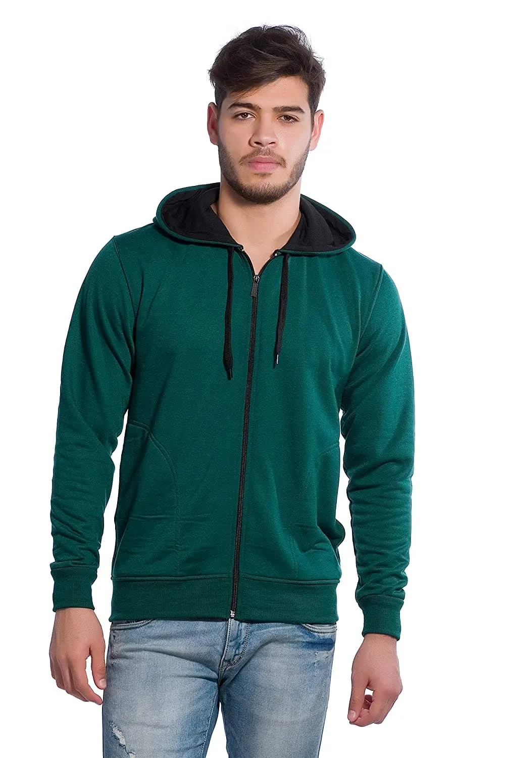 Full Sleeve Kangaroo Pockets Round Neck Hoodie Cotton Sweatshirt