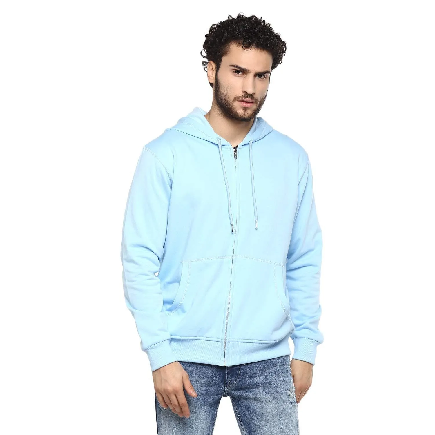 Full Sleeve Kangaroo Pockets Round Neck Hoodie Cotton Sweatshirt