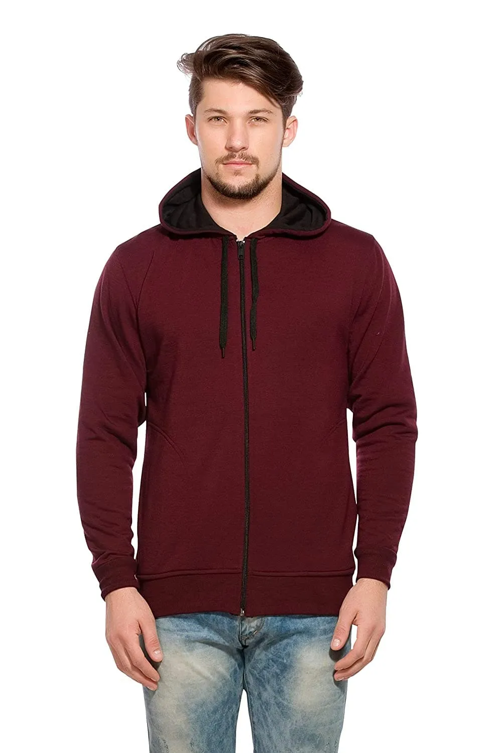 Full Sleeve Kangaroo Pockets Round Neck Hoodie Cotton Sweatshirt