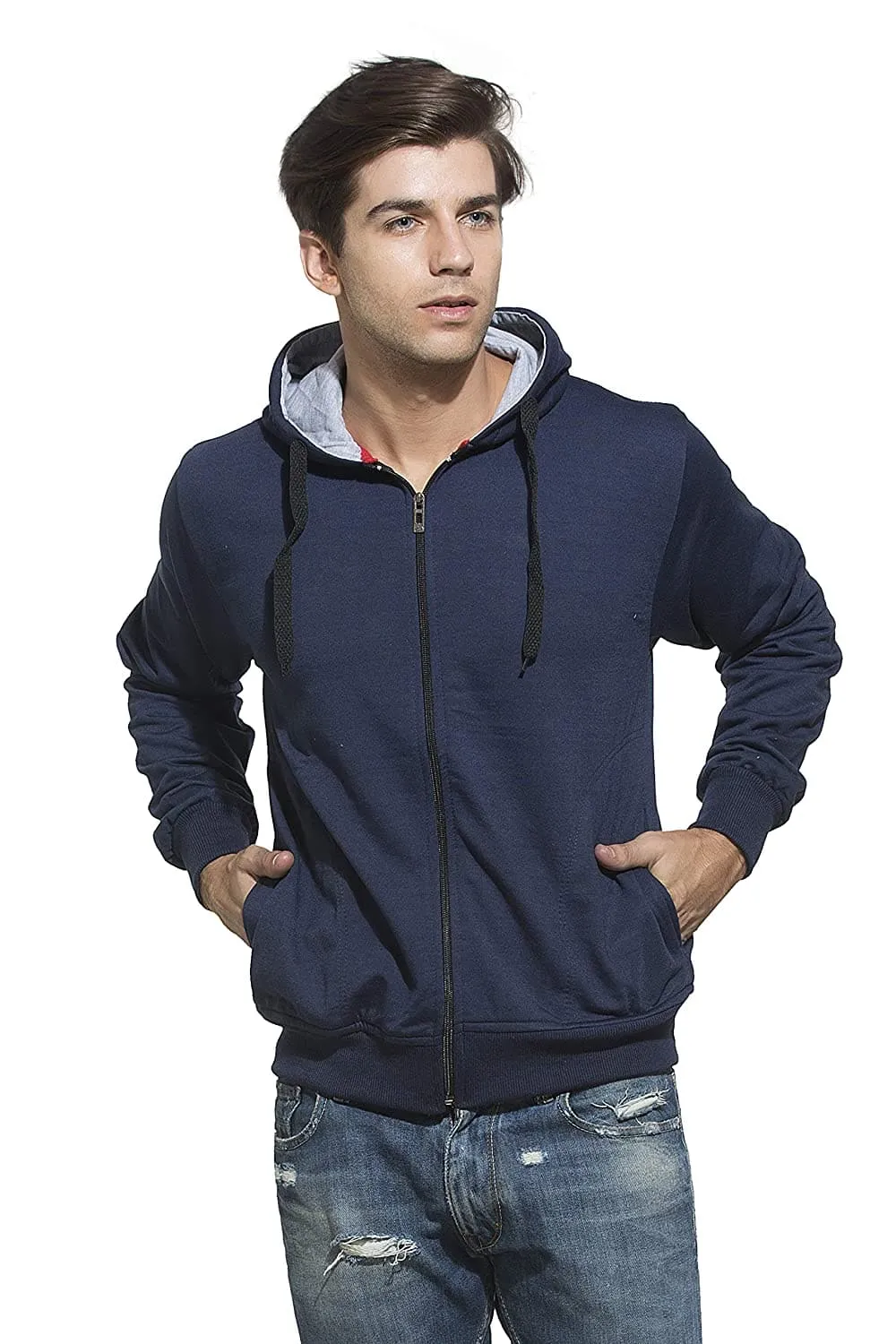 Full Sleeve Kangaroo Pockets Round Neck Hoodie Cotton Sweatshirt