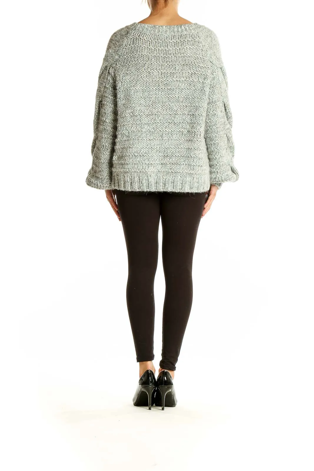 Gray Chunky Cable Knit Oversized Sweater