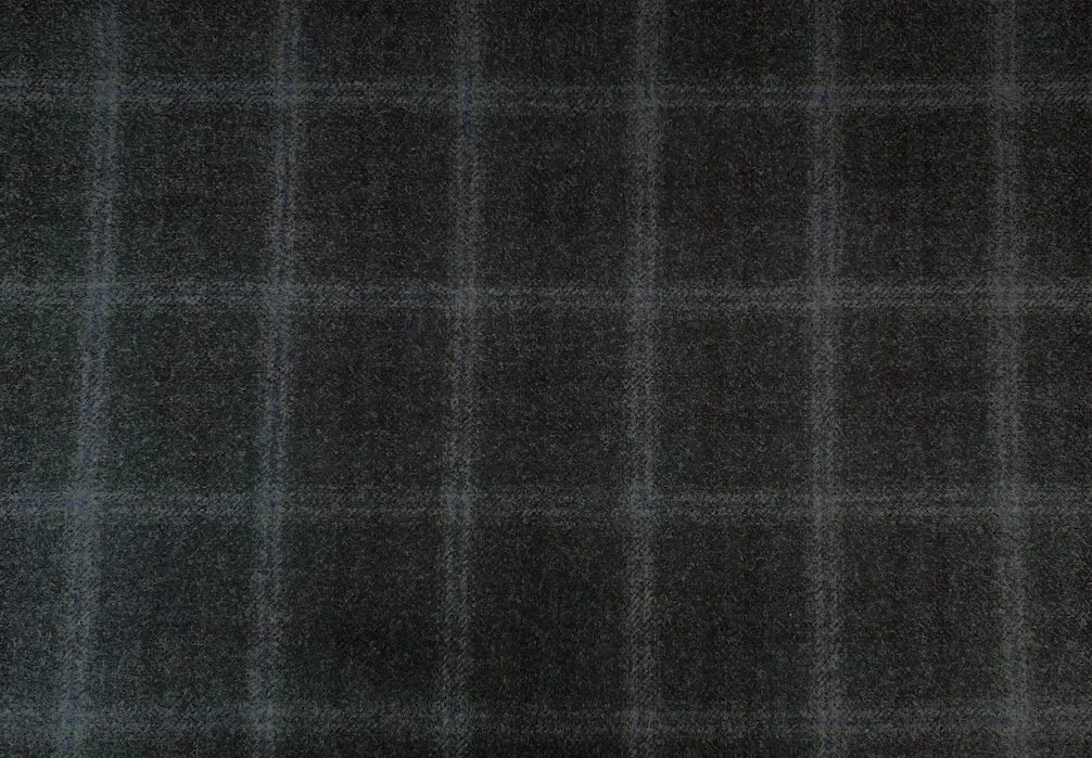 Heathered Charcoal Grey Plaid Wool Flannel (Made in Italy)