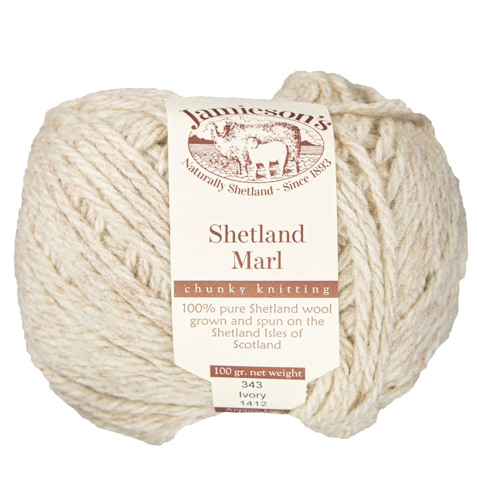 Jamieson's of Shetland Marl Chunky Yarn - 343 Ivory