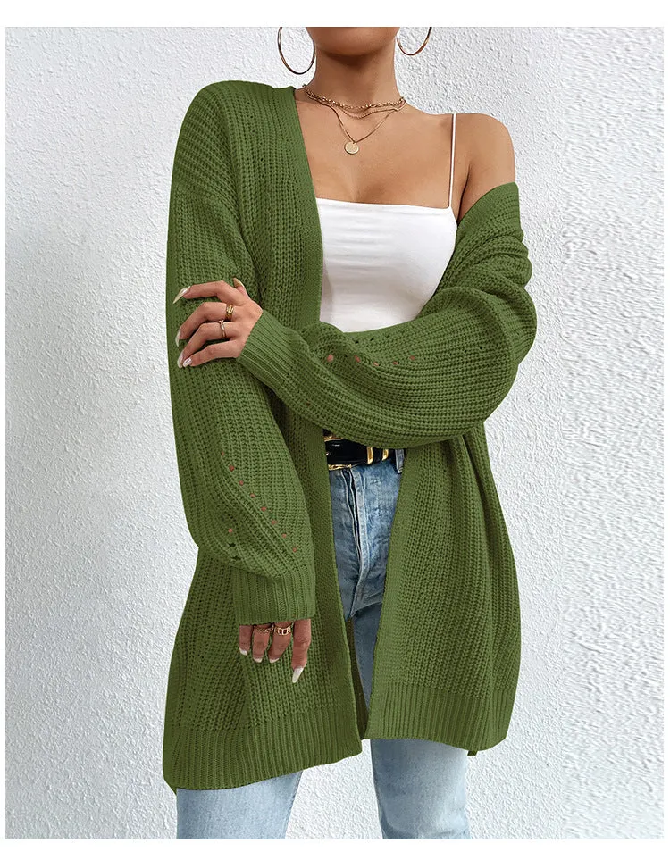 Long Sleeve Oversized Cable Knit Sweater Cardigan Fall Open Front Chunky Knit Outwear Coat