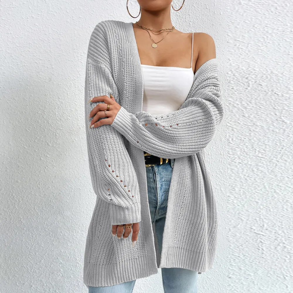 Long Sleeve Oversized Cable Knit Sweater Cardigan Fall Open Front Chunky Knit Outwear Coat