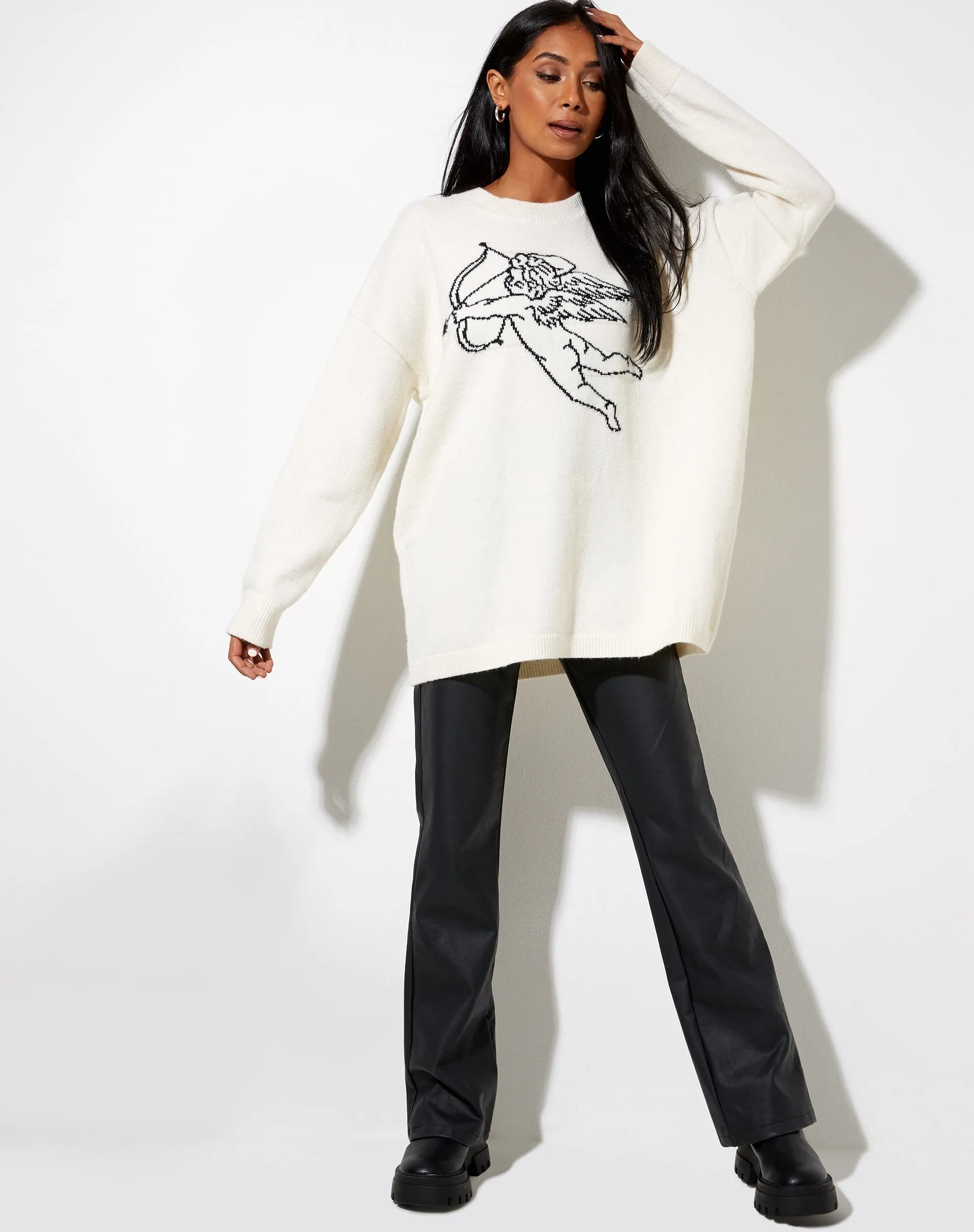 Lulees Jumper in Knit Ivory Cherub Black