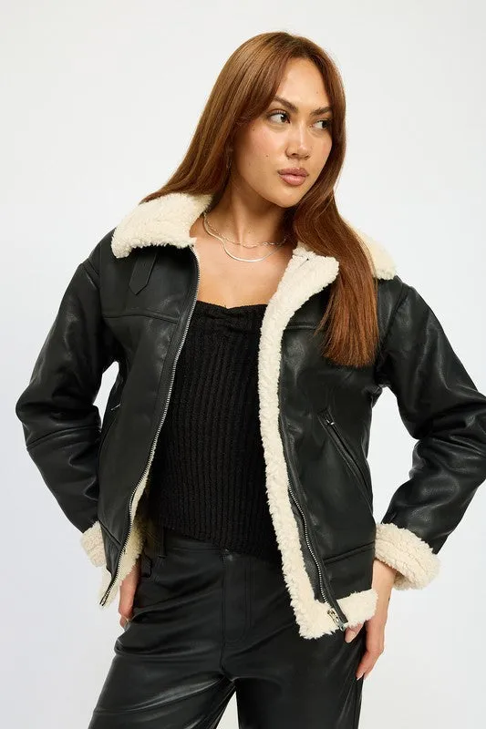 Luxury Shearling Dark Brown Moto Jacket