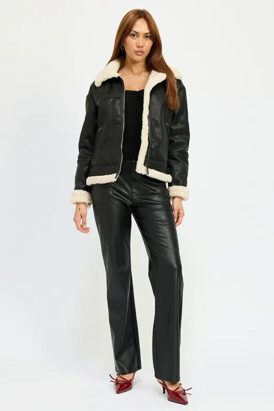 Luxury Shearling Dark Brown Moto Jacket