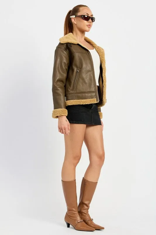 Luxury Shearling Dark Brown Moto Jacket