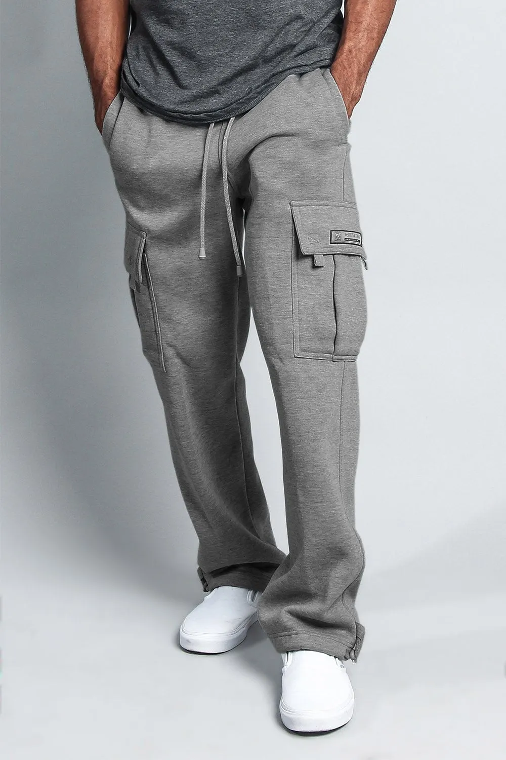 Men's Solid Fleece Heavyweight Cargo Sweat Pants