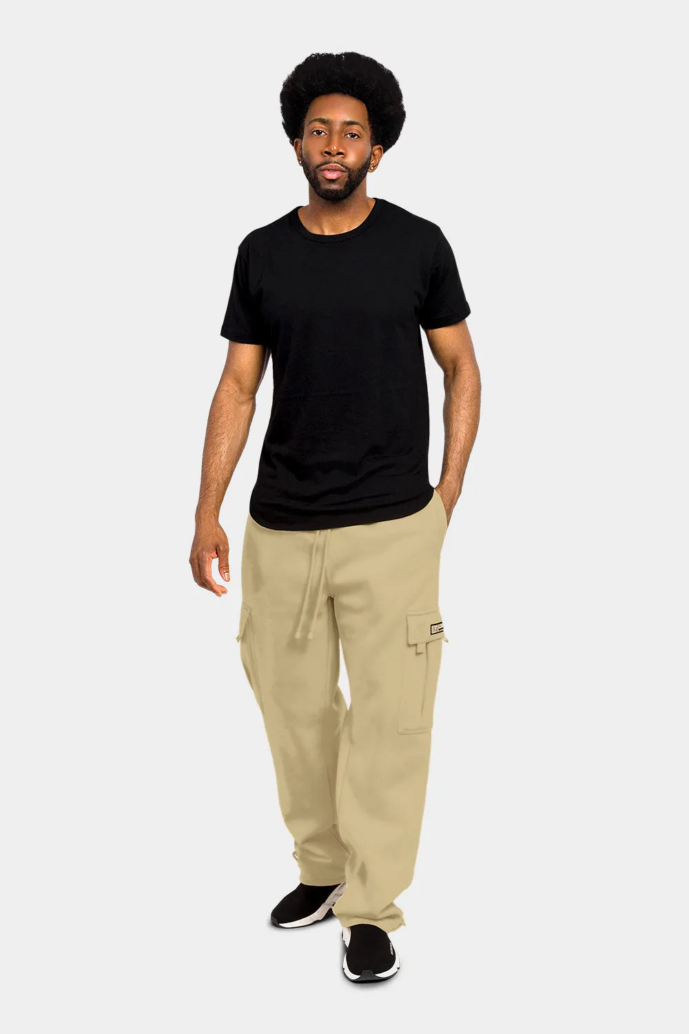 Men's Solid Fleece Heavyweight Cargo Sweat Pants