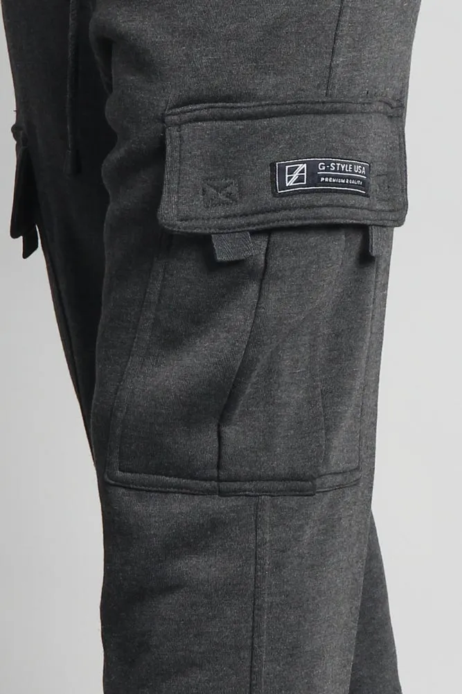 Men's Solid Fleece Heavyweight Cargo Sweat Pants