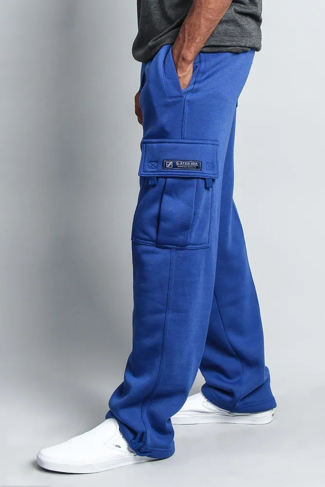 Men's Solid Fleece Heavyweight Cargo Sweat Pants