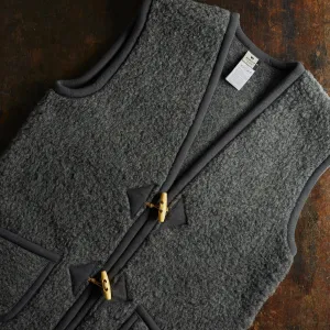 Mens Wool Teddy Fleece Vest - Slate