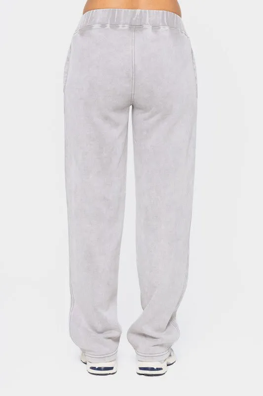 Mono B Elastic Waist Fleece Pants with Pockets