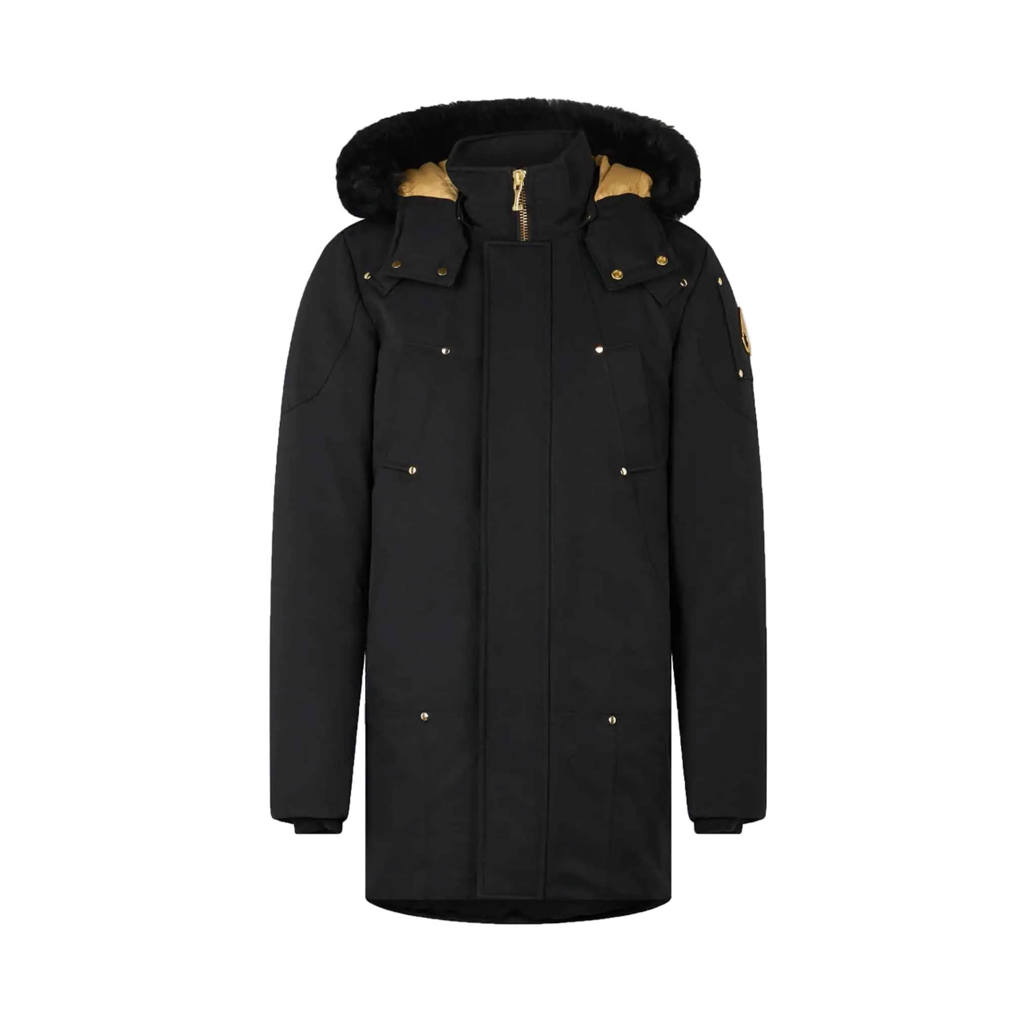 Moose Knuckles Mens Gold Series Stag Lake Parka In Black/Black Shearling