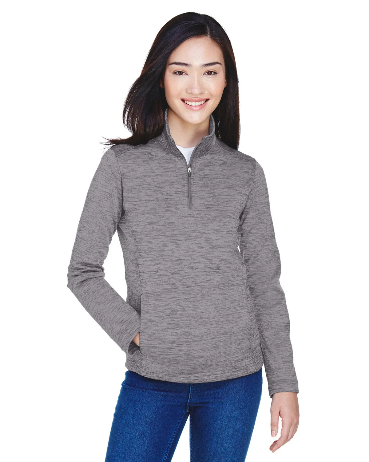 OUTLET-Devon & Jones Ladies Newbury Mélange Fleece Quarter-Zip