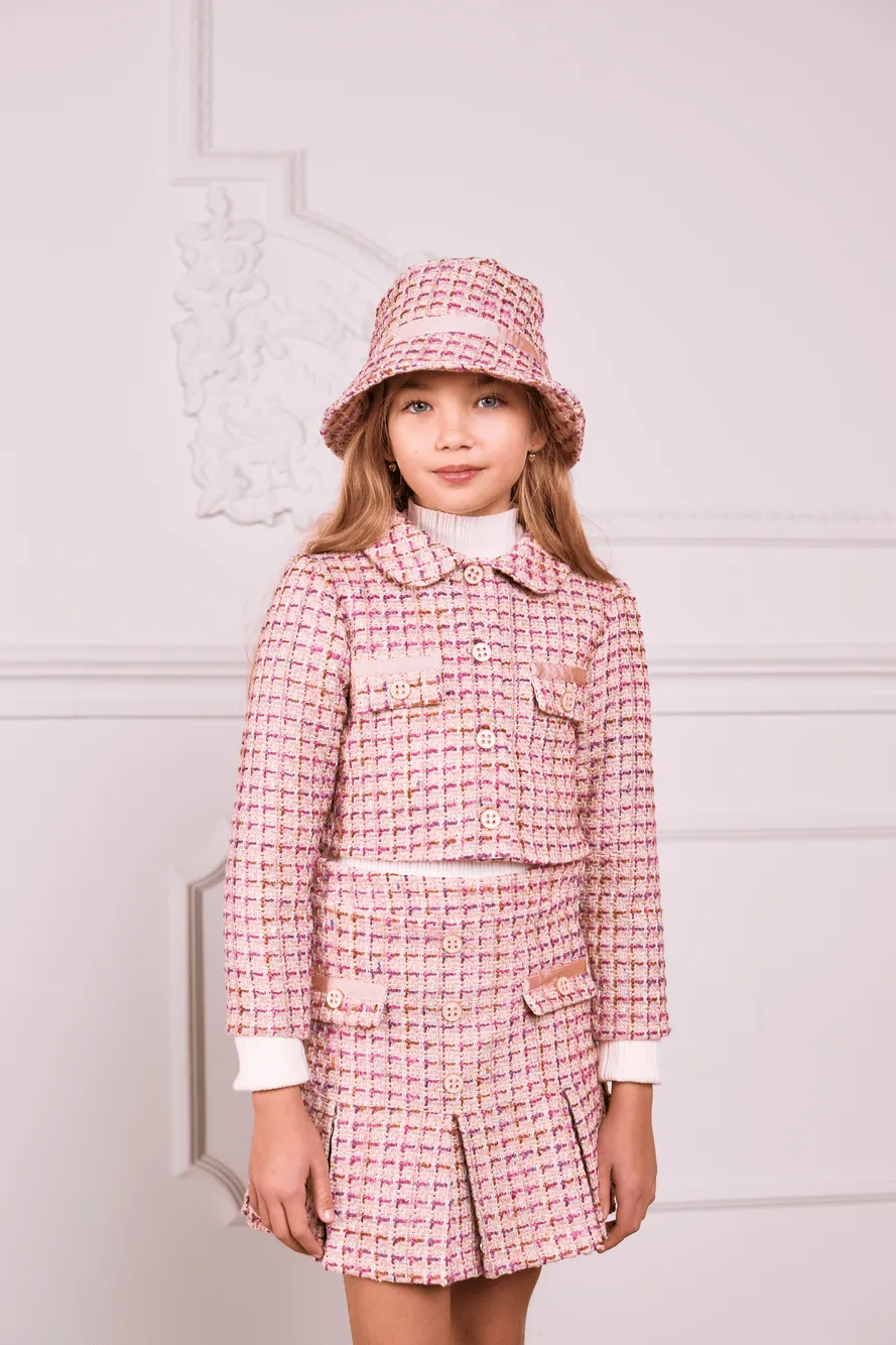 Patachou Girls Tweed Skirt in Pink