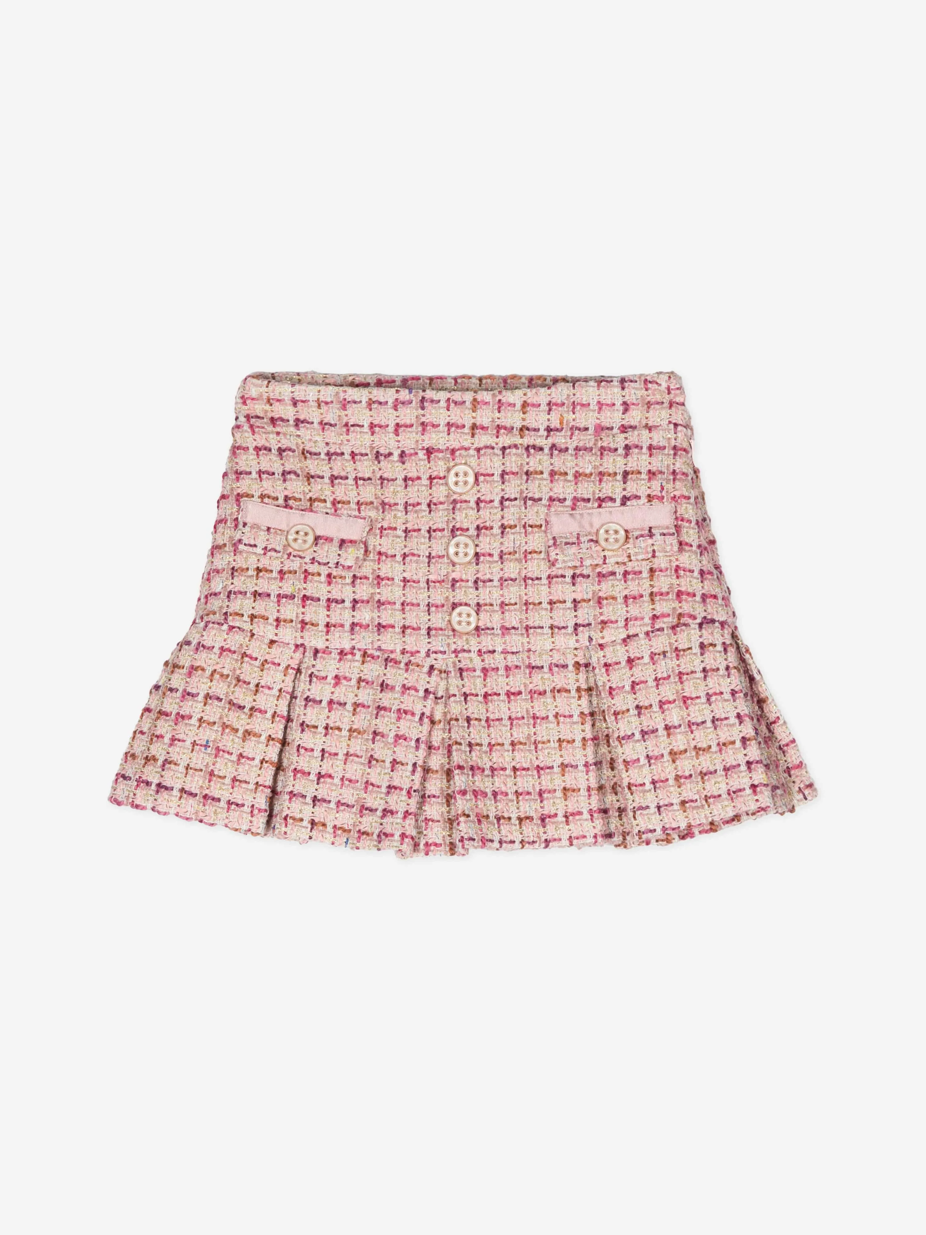 Patachou Girls Tweed Skirt in Pink