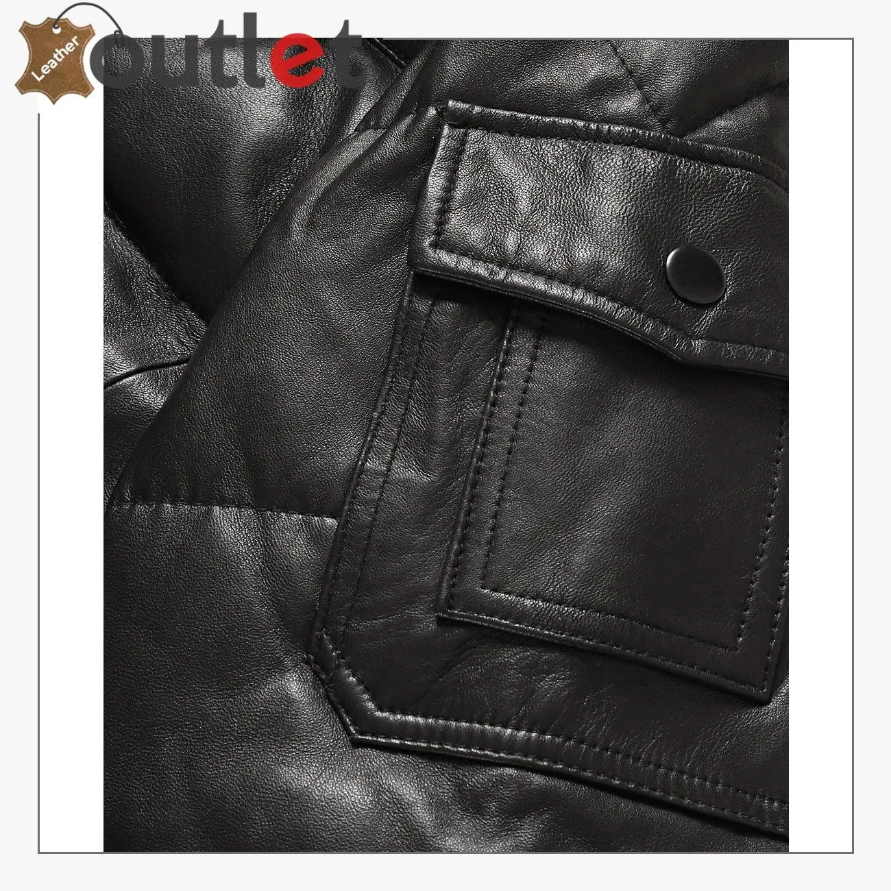 Real Quality Black Mens V Bomber Leather Jacket