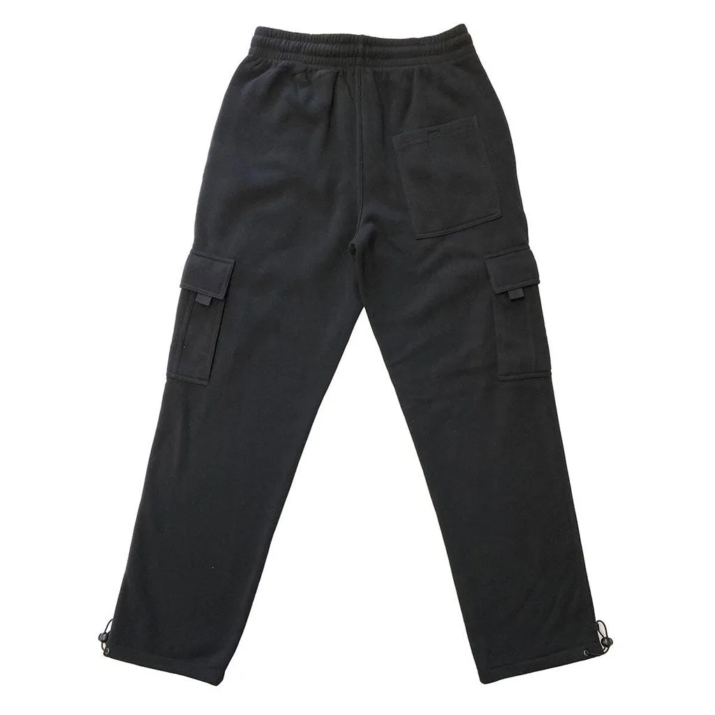 Royal Blue Fleece Cargo Sweatpants Black