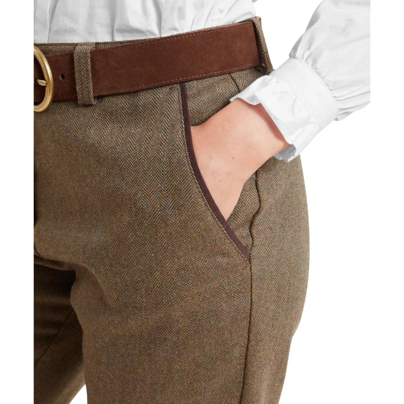 Schoffel High Waisted Ladies Tweed Breeks - Loden Green Herringbone Tweed