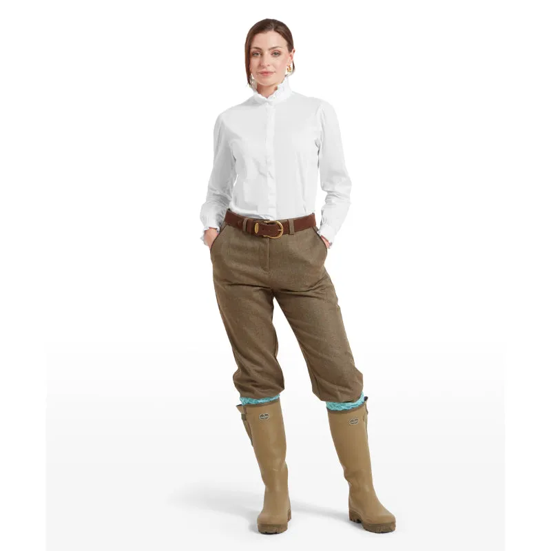 Schoffel High Waisted Ladies Tweed Breeks - Loden Green Herringbone Tweed