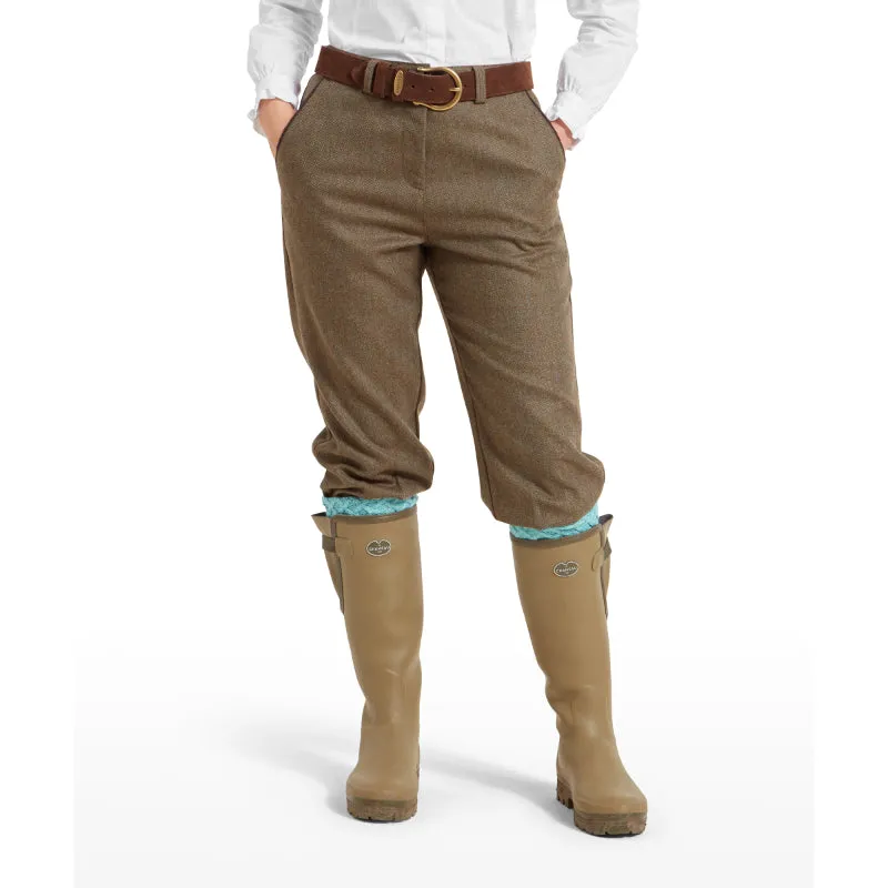 Schoffel High Waisted Ladies Tweed Breeks - Loden Green Herringbone Tweed