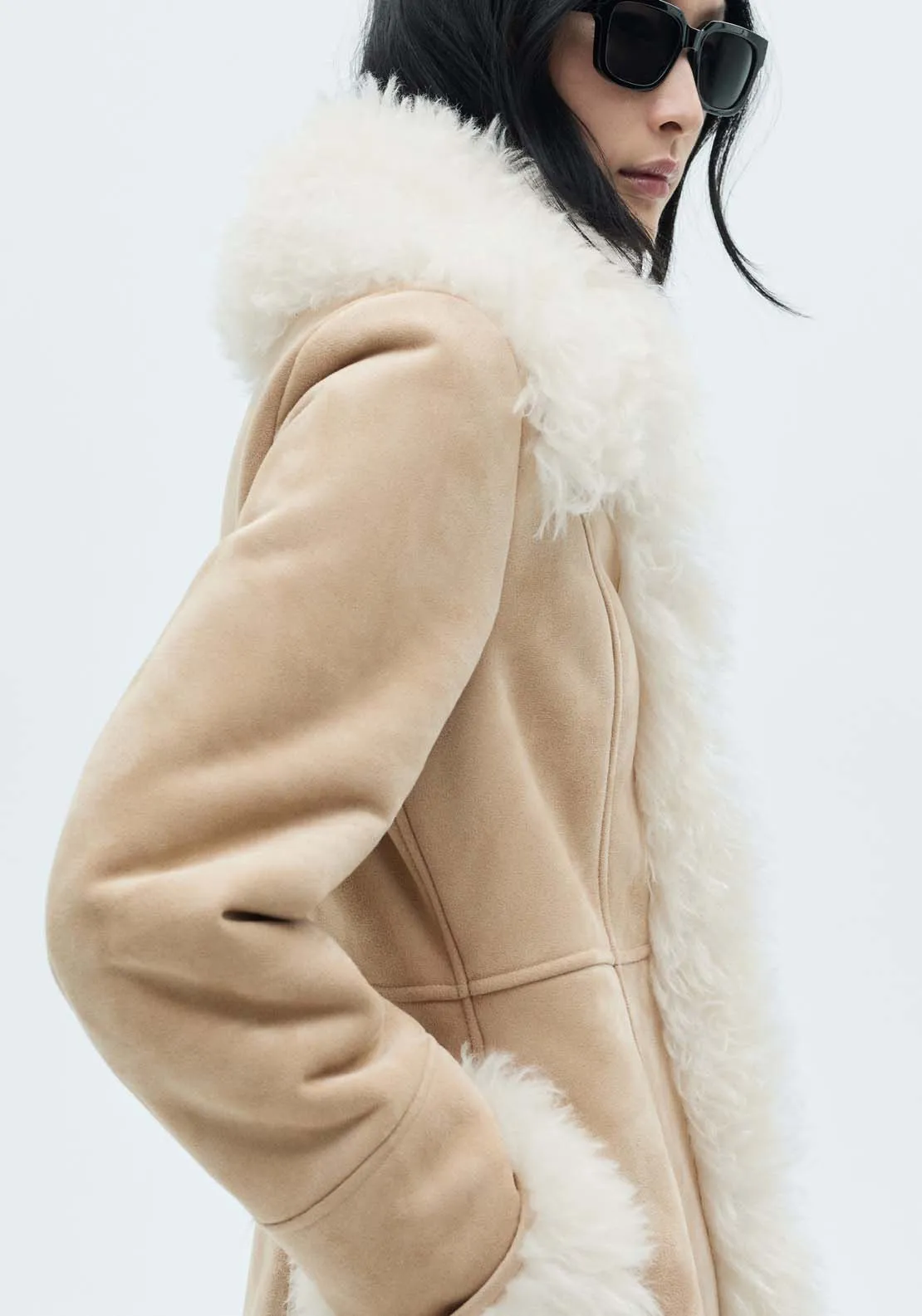 Shearling-lined coat - Light Beige