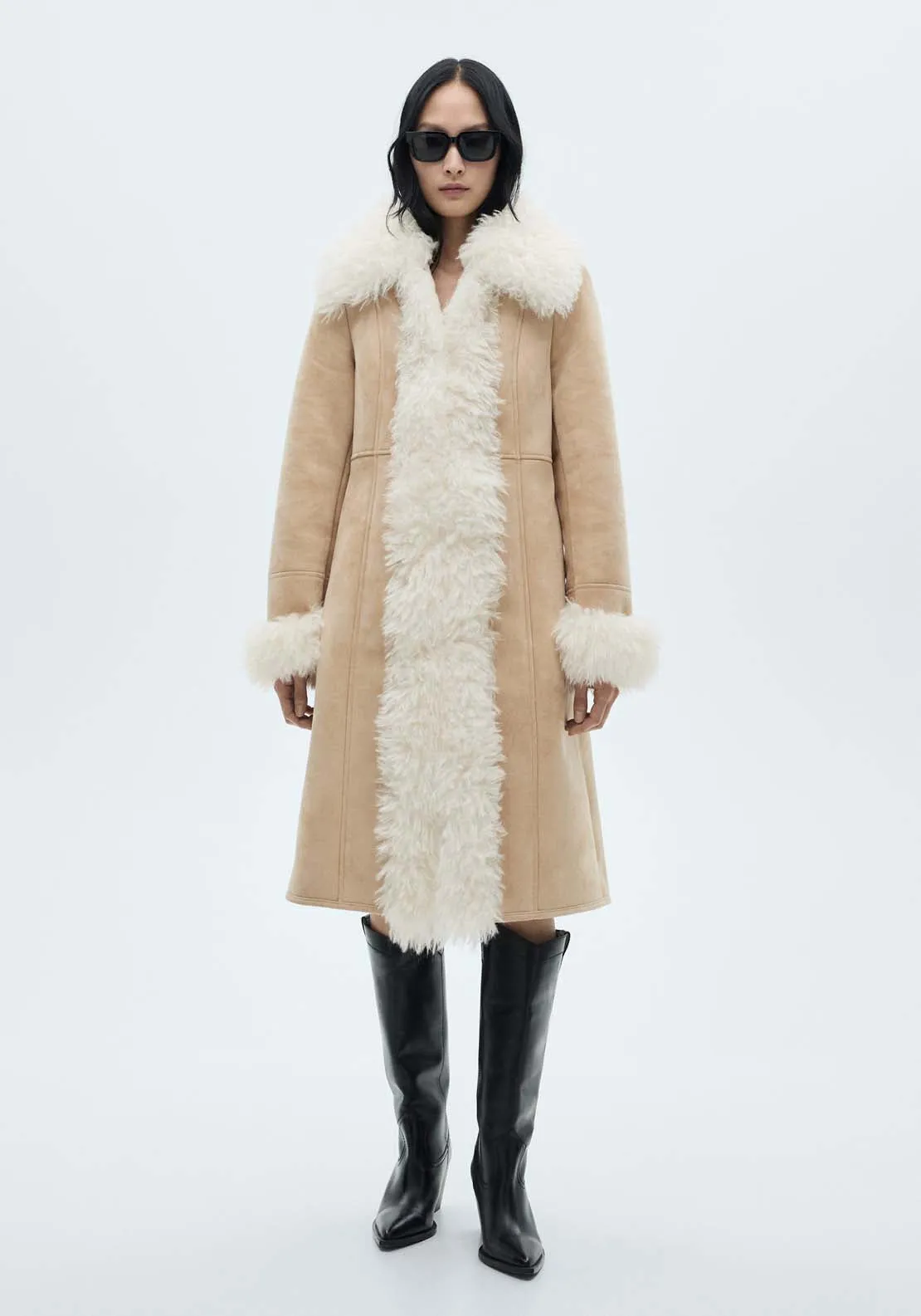 Shearling-lined coat - Light Beige