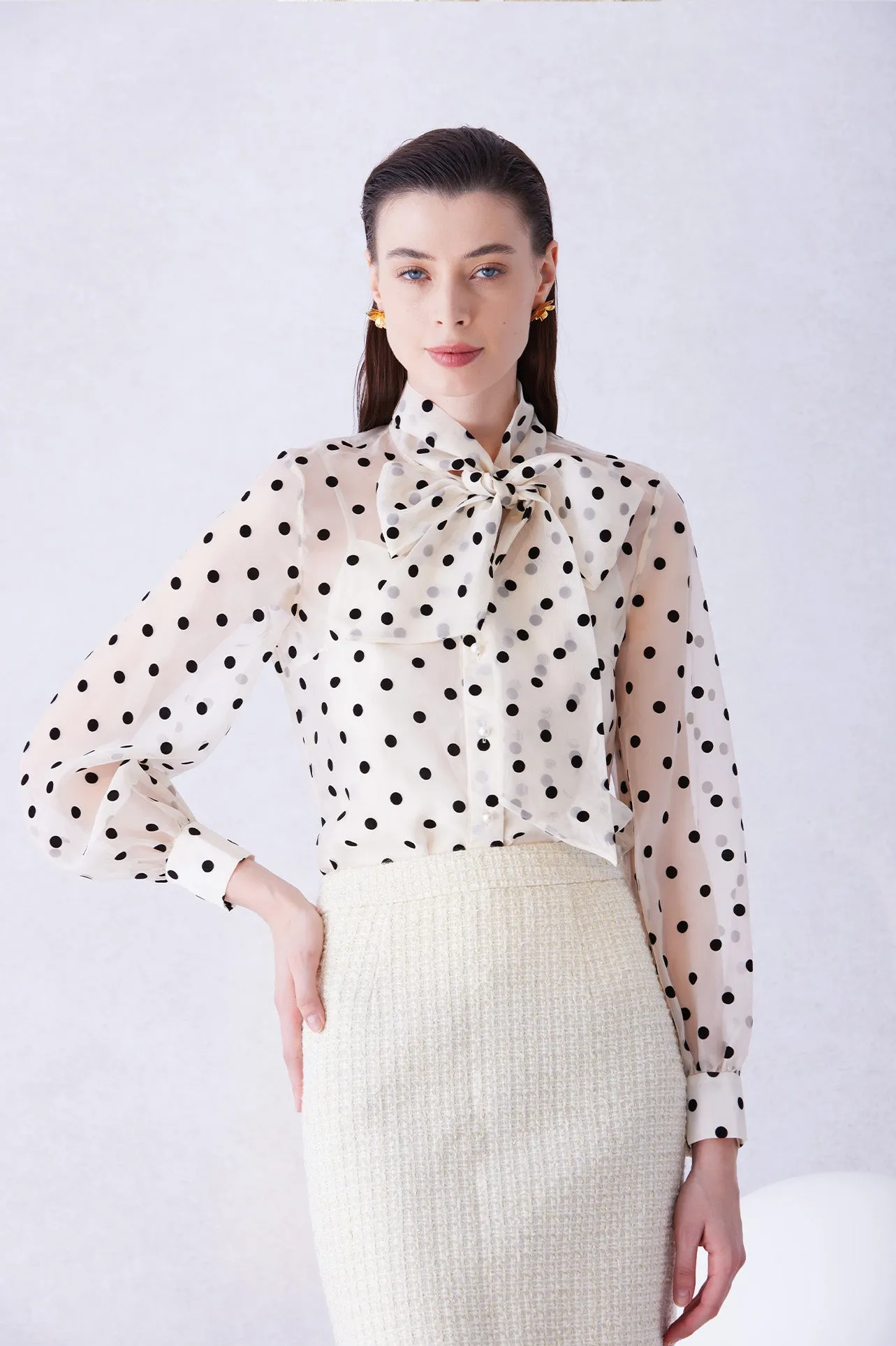 TAILORED TWEED SKIRT IN WHITE